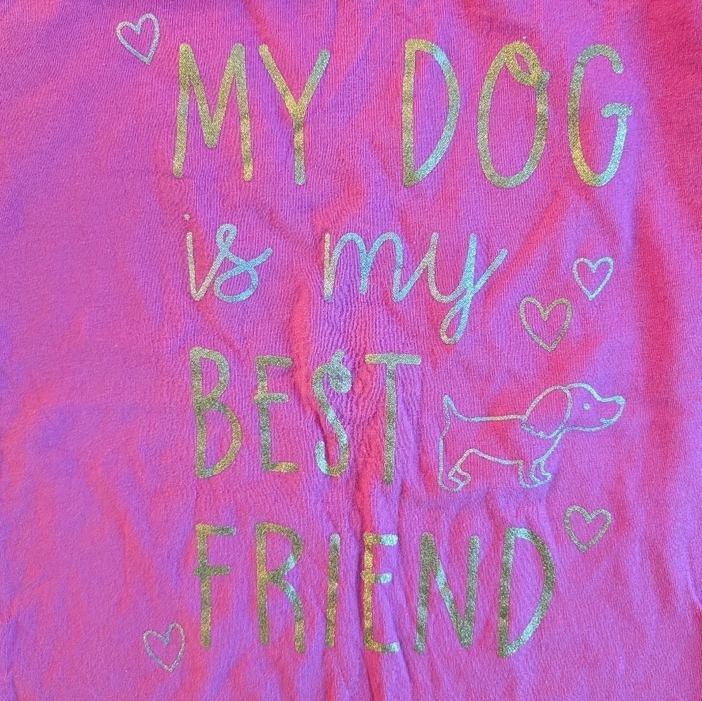 Carter's Girls  Pink Kids T Shirt My Dog is My Best Friend Cotton  Size 8 - Picture 7 of 8
